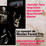 Annonce Concert Nicolas Parent Trio à Haute Isle le 29 Septembre 2019 - 18 heures